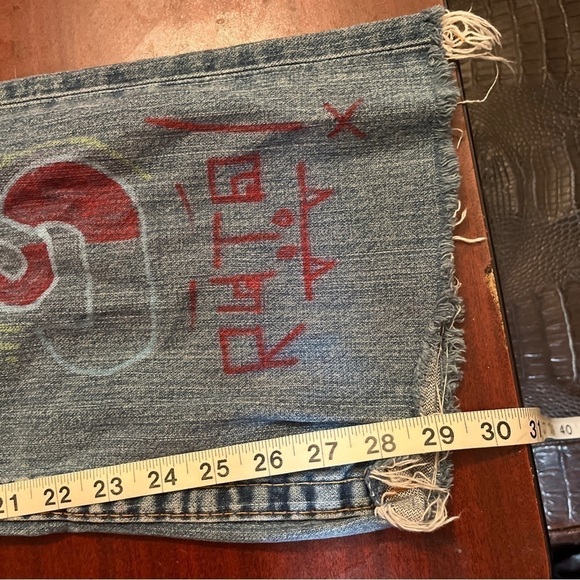 True Religion BILLY SEAT 33 Flap Pockets Written On Destroyed Distressed Frayed - Picture 8 of 11